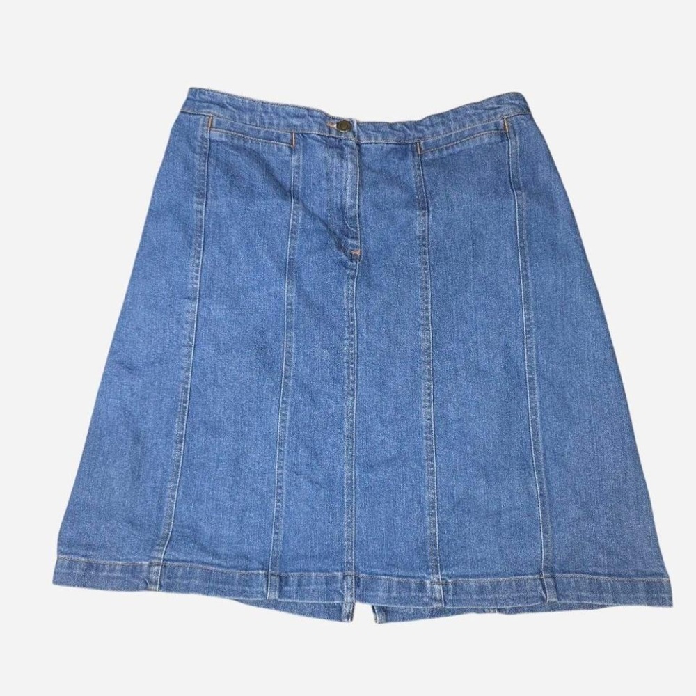 Jones Sport Women's Denim Skirt Size 6 Blue Stretch A-Line‎ Knee Length